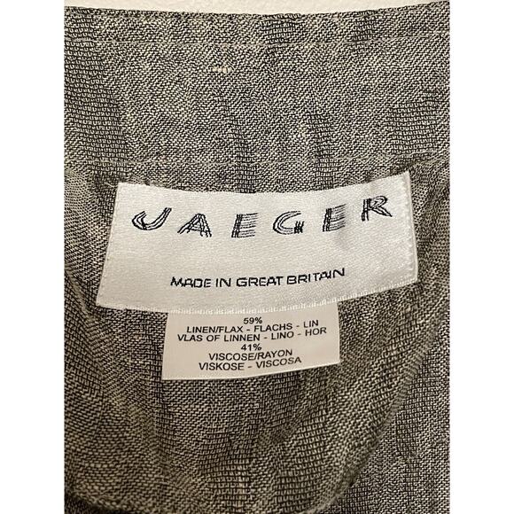 Jaegar Linen Blend Jacket Women Size US 8/UK 12 Tan Brown Patterned Retro Vtg - Picture 6 of 7